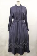 an another angelus / レース使いスタンドカラーサテンワンピース Free BLUE GRAY H-25-05-09-015-CA-OP-NS-ZH