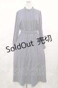 an another angelus / レース使いスタンドカラーサテンワンピース Free BLUE GRAY H-25-05-09-015-CA-OP-NS-ZH
