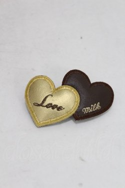 画像2: MILK / ダブルハートバレッタ  ゴールド/ブラウン H-25-05-10-035-ML-AC-NS-ZH