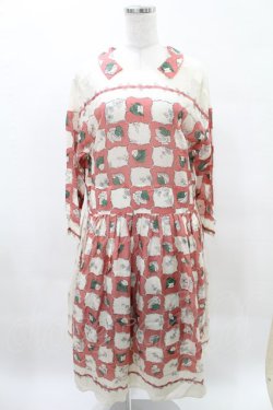 画像1: Jane Marple Dans Le Salon / Winter leafのタブリエドレス  ピンク H-25-05-10-003-JM-OP-KB-ZH