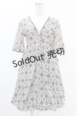 Ozz oneste / 総柄バルーンワンピース  ベージュ H-25-05-10-1025-OO-OP-KB-ZH