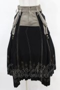 Ozz Croce / 裾プリント配色スカート  黒×茶 H-25-05-10-1027-OO-SK-KB-ZH