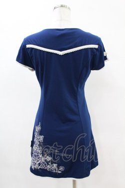 画像2: Ozz oneste / 刺繍チャイナ半袖カットソー  紺 H-25-05-10-1034-OO-TO-KB-ZH