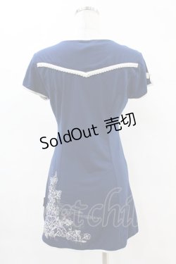 画像2: Ozz oneste / 刺繍チャイナ半袖カットソー  紺 H-25-05-10-1034-OO-TO-KB-ZH