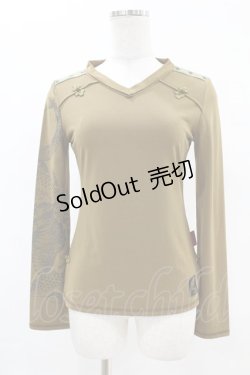 画像1: Ozz On / プリントスリーブトップス  茶 H-25-05-10-1036-OO-TO-KB-ZH