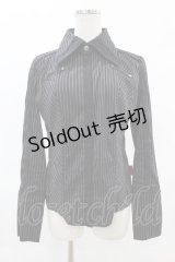 Ozz On / ストライプブラウス  黒 H-25-05-10-1043-OO-BL-KB-ZH