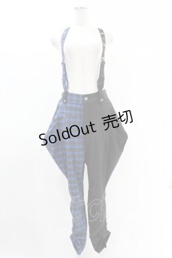 画像1: ALGONQUINS / サス付きチェック切替パンツ F 黒×青 H-25-05-10-1007-AL-PA-KB-ZH
