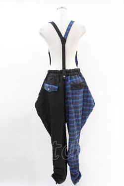 画像2: ALGONQUINS / サス付きチェック切替パンツ F 黒×青 H-25-05-10-1007-AL-PA-KB-ZH