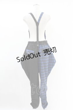 画像2: ALGONQUINS / サス付きチェック切替パンツ F 黒×青 H-25-05-10-1007-AL-PA-KB-ZH