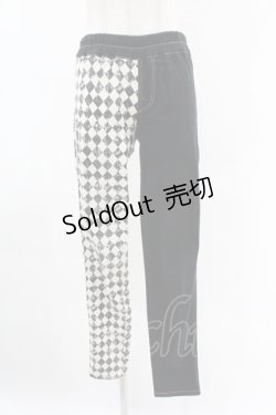 画像1: ALGONQUINS / ダイヤ切替パンツ  黒×白 H-25-05-10-1010-AL-PA-KB-ZH