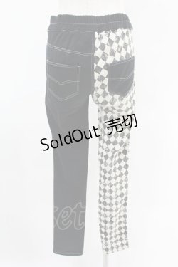 画像2: ALGONQUINS / ダイヤ切替パンツ  黒×白 H-25-05-10-1010-AL-PA-KB-ZH