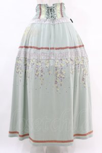 Ozz oneste / 枝垂れ桜切替ロングスカート  ミント H-25-05-10-1024-OO-SK-KB-ZH