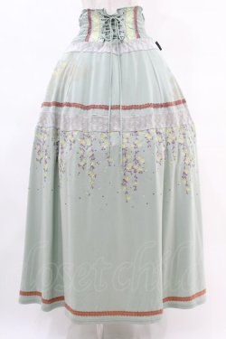 画像1: Ozz oneste / 枝垂れ桜切替ロングスカート  ミント H-25-05-10-1024-OO-SK-KB-ZH