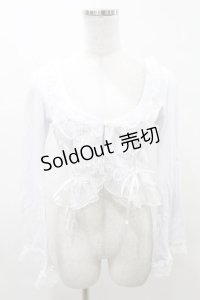 FRILL / 刺繍カットソーボレロ  白 H-25-05-10-013-HN-TO-KB-ZH