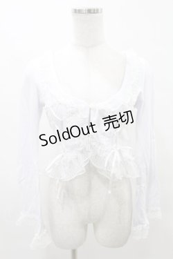 画像1: FRILL / 刺繍カットソーボレロ  白 H-25-05-10-013-HN-TO-KB-ZH