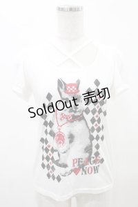 PEACE NOW / プリントパフカットソー  白 H-25-05-10-018-PU-TO-KB-ZH
