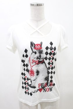 画像1: PEACE NOW / プリントパフカットソー  白 H-25-05-10-018-PU-TO-KB-ZH