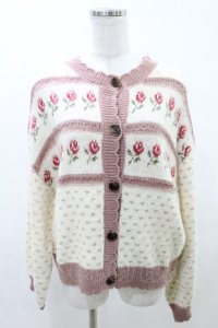 merry jenny / flower gardenニットカーディガン  ピンク H-25-05-10-020-LO-TO-KB-ZT237