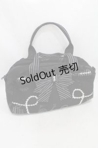 FRILL / プリントボストンバッグ  黒 H-25-05-10-021-HN-BG-KB-ZH