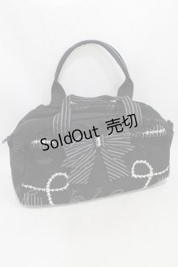 画像1: FRILL / プリントボストンバッグ  黒 H-25-05-10-021-HN-BG-KB-ZH
