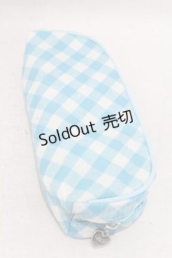 画像1: MILK / ギンガムポーチ  サックス H-25-05-10-023-ML-ZA-KB-ZH
