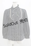 axes femme / ストライプブラウス M ブラック H-25-05-12-034-AX-BL-NS-ZH
