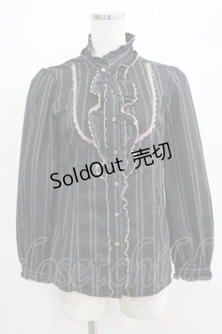 画像1: axes femme / ストライプブラウス M ブラック H-25-05-12-034-AX-BL-NS-ZH