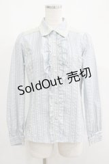 axes femme / ストライプブラウス M サックス H-25-05-12-035-AX-BL-NS-ZH
