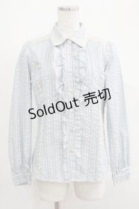 axes femme / ストライプブラウス M サックス H-25-05-12-035-AX-BL-NS-ZH