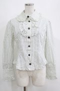 Innocent World / ドットフリルブラウス L オフ/ネイビー H-25-05-12-037-IW-BL-NS-ZH