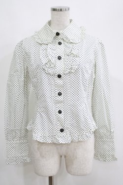 画像1: Innocent World / ドットフリルブラウス L オフ/ネイビー H-25-05-12-037-IW-BL-NS-ZH