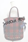 Maison de FLEUR / チェックダブルリボンギャザートートバッグ  レッド H-25-05-12-040-LO-BG-NS-ZH