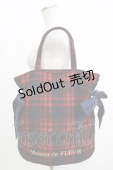Maison de FLEUR / チェックダブルリボンギャザートートバッグ  レッド H-25-05-12-040-LO-BG-NS-ZH