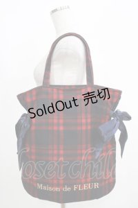 Maison de FLEUR / チェックダブルリボンギャザートートバッグ  レッド H-25-05-12-040-LO-BG-NS-ZH