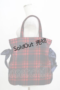 画像2: Maison de FLEUR / チェックダブルリボンギャザートートバッグ  レッド H-25-05-12-040-LO-BG-NS-ZH
