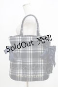 Maison de FLEUR / チェックダブルリボンギャザートートバッグ  ネイビー H-25-05-12-041-LO-BG-NS-ZH