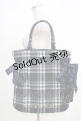 Maison de FLEUR / チェックダブルリボンギャザートートバッグ  ネイビー H-25-05-12-041-LO-BG-NS-ZH