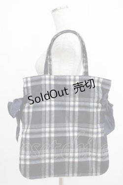 画像2: Maison de FLEUR / チェックダブルリボンギャザートートバッグ  ネイビー H-25-05-12-041-LO-BG-NS-ZH
