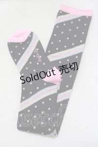 Angelic Pretty / マシュマロボーダーオーバーニー  ブラック H-25-05-12-058-AP-ZA-NS-ZH