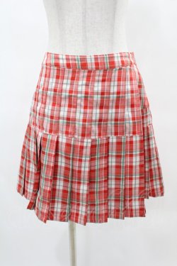 画像1: Candy Stripper / CHECK PLEATS MINI SKIRT M レッド H-25-05-12-1027-PU-SK-KB-ZH