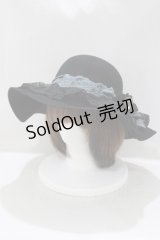 axes femme / レースつば広フェルトハット  ブラック H-25-05-12-076-AX-AC-NS-ZH