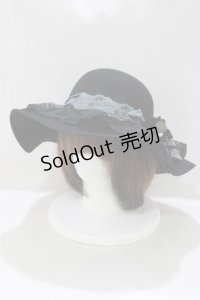 axes femme / レースつば広フェルトハット  ブラック H-25-05-12-076-AX-AC-NS-ZH