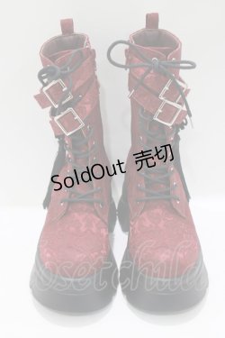 画像1: axes femme POETIQUE / チャイナ釦タンクソールブーツ 37 ワイン H-25-05-12-082-AX-SH-NS-ZH