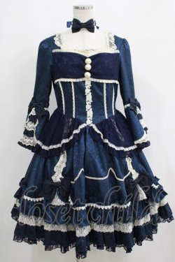 画像1: Angelic Pretty / ローズガーデンプリンセスワンピース free 紺 H-25-05-12-009-AP-OP-NS-ZH