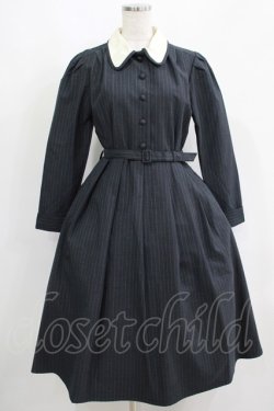 画像1: an another angelus / ピンストライプクレリック衿ロングワンピース Free D/GRAY H-25-05-12-012-CA-OP-NS-ZH