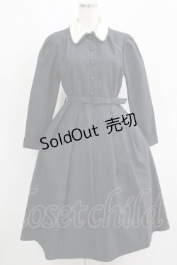 画像1: an another angelus / ピンストライプクレリック衿ロングワンピース Free D/GRAY H-25-05-12-012-CA-OP-NS-ZH