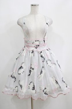 画像1: To Alice / ねこプリントサスペンダースカート S オフ H-25-05-12-017-LO-SK-NS-ZH