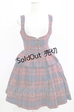 画像1: Victorian maiden / ブリティッシュチェックレースアップジャンパースカート Free Cherry H-25-05-12-020-CL-OP-NS-ZH