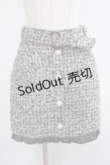 Ank Rouge / プリーツフリルツイードスカート M ブラック H-25-05-13-042-CA-SK-NS-ZH