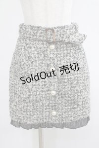 Ank Rouge / プリーツフリルツイードスカート M ブラック H-25-05-13-042-CA-SK-NS-ZH